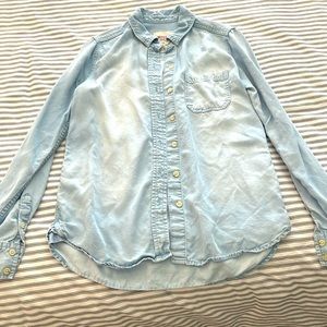 Light Blue Soft Denim Button Down Top